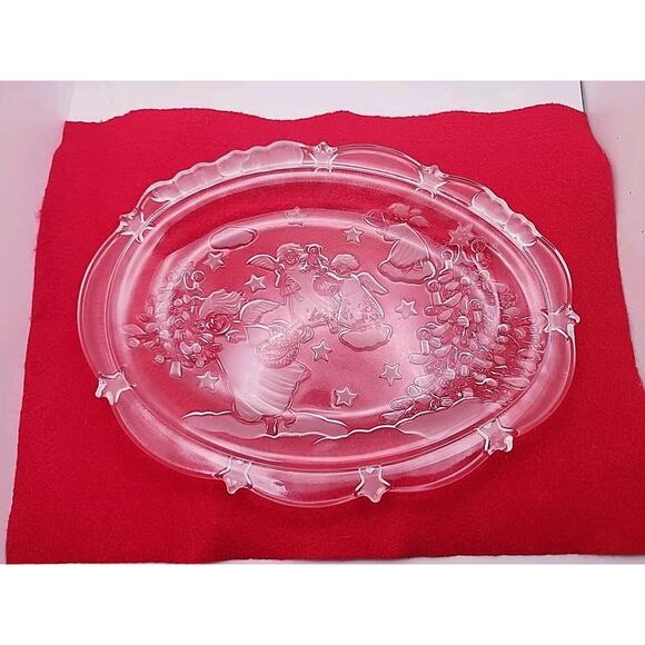 MIKASA Holiday Lights Sweet Dish 9" Crystal Glass ANGELS Serving Plate Christmas - Picture 1 of 7